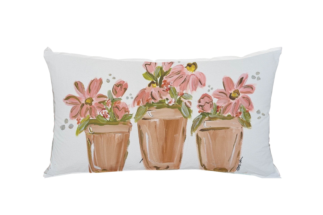 "3 Clay Pots" 14" x 24" Pillow