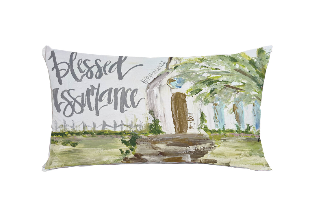 "Blessed Assurance" on 12 x 18" Pillow