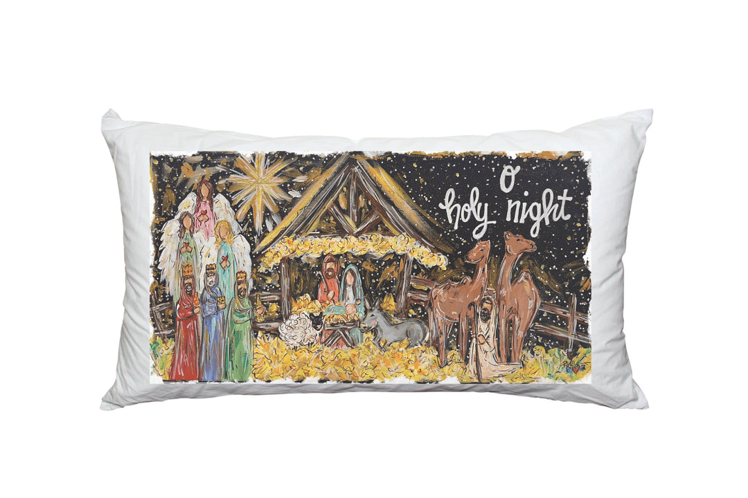 "Black & Gold Manger" on 12 x 18" Pillow