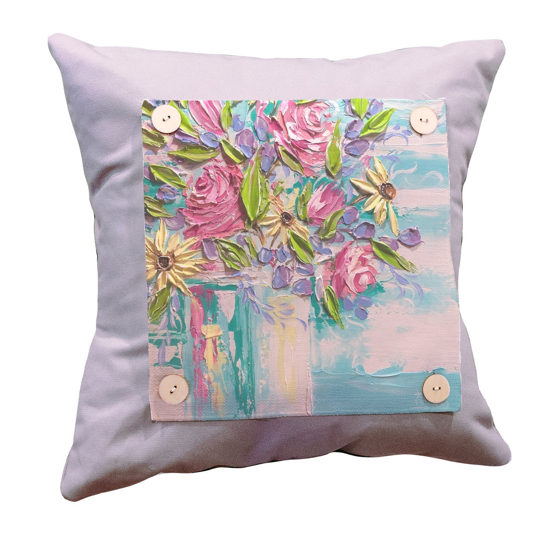 Estelle's Pink Roses in Teal Pillow Swap