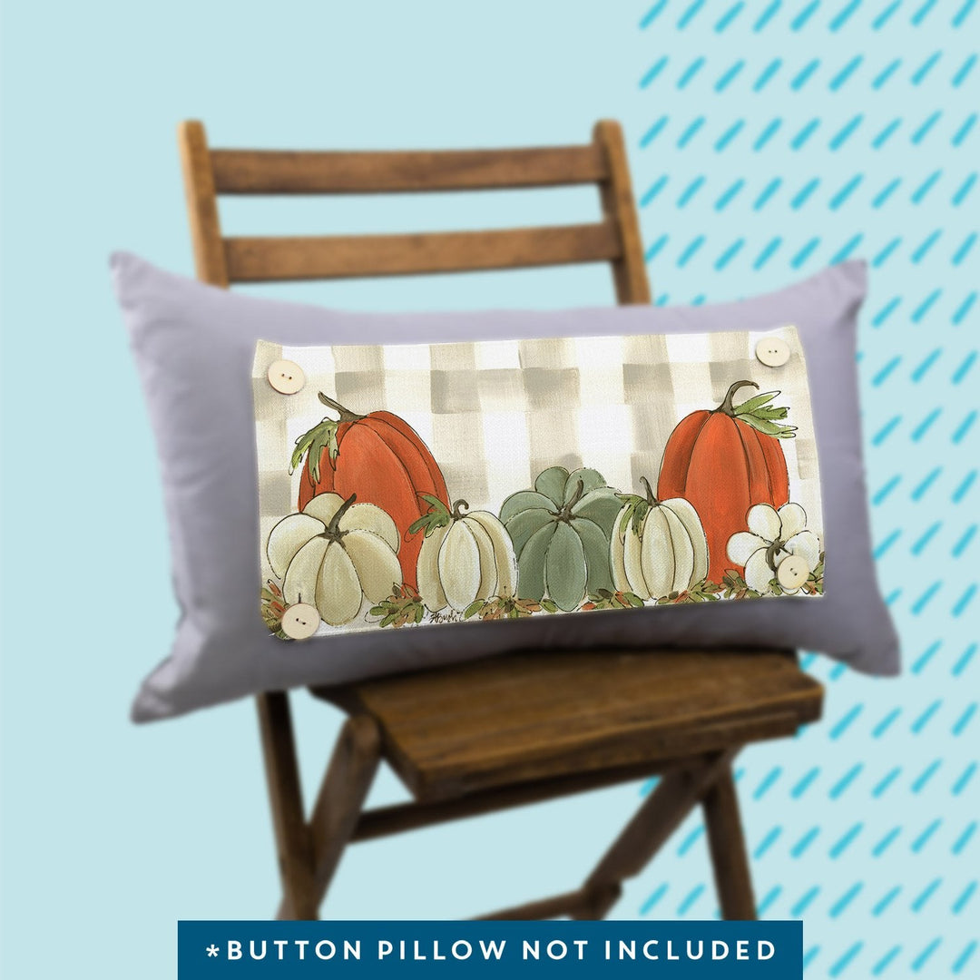 Gray Plaid Pumpkins Pillow Swap