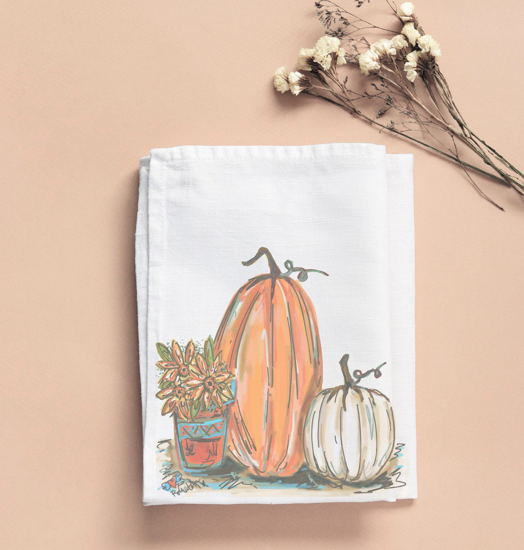 JENNIE'S 2 PUMPKINS & A POT TEA TOWEL