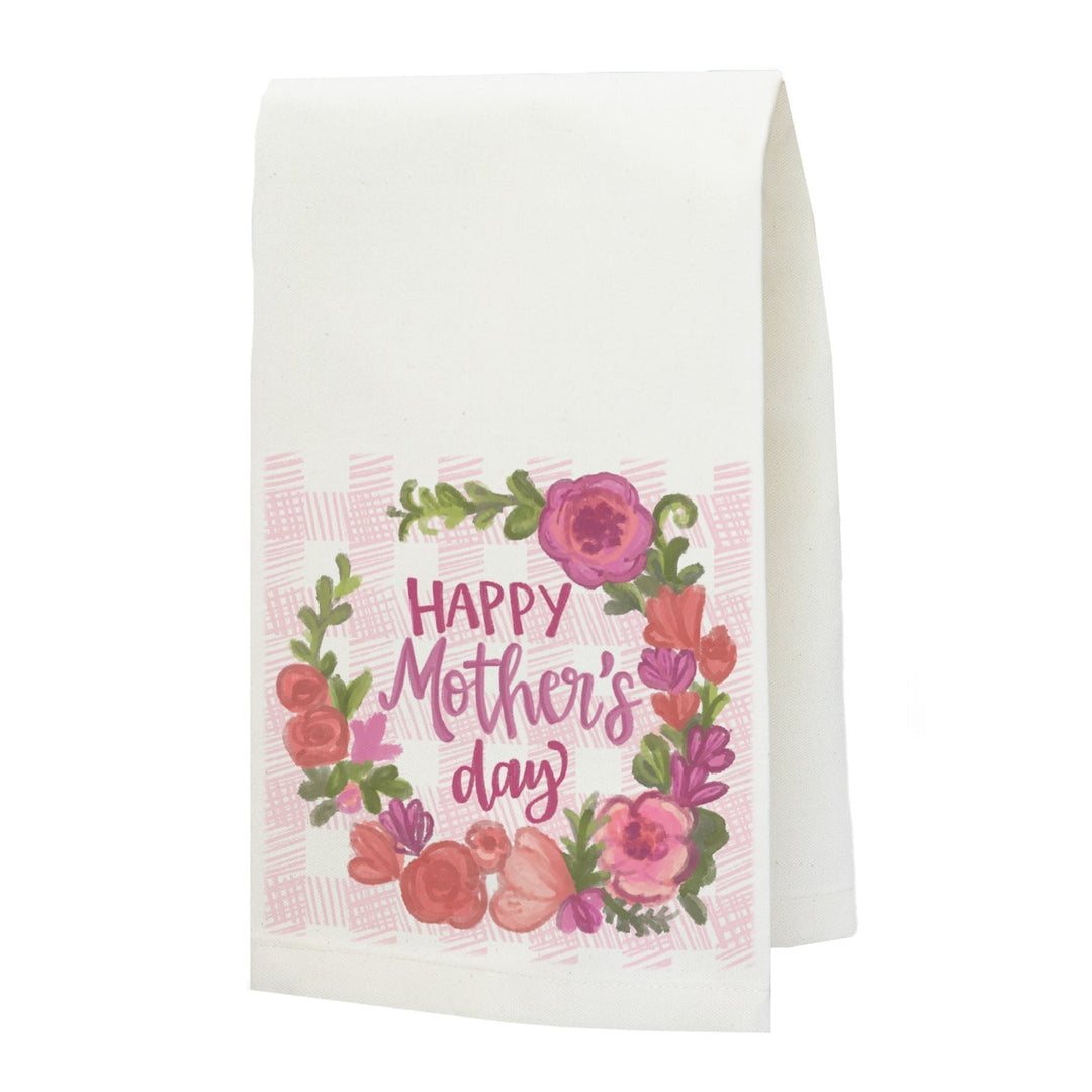 Mother's Plaid Bouquet Tea Towel