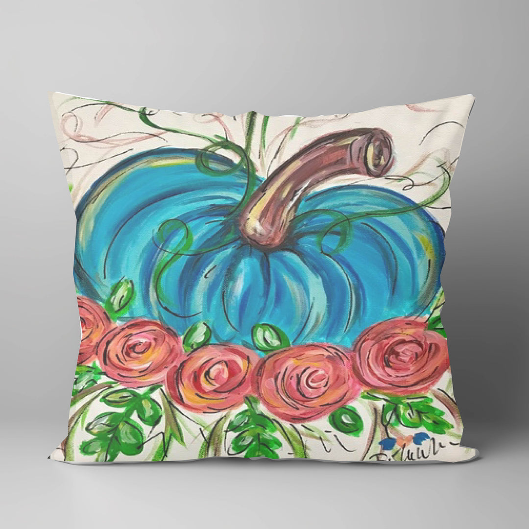 "Pumpkin & Roses" on 18"X18" Pillow