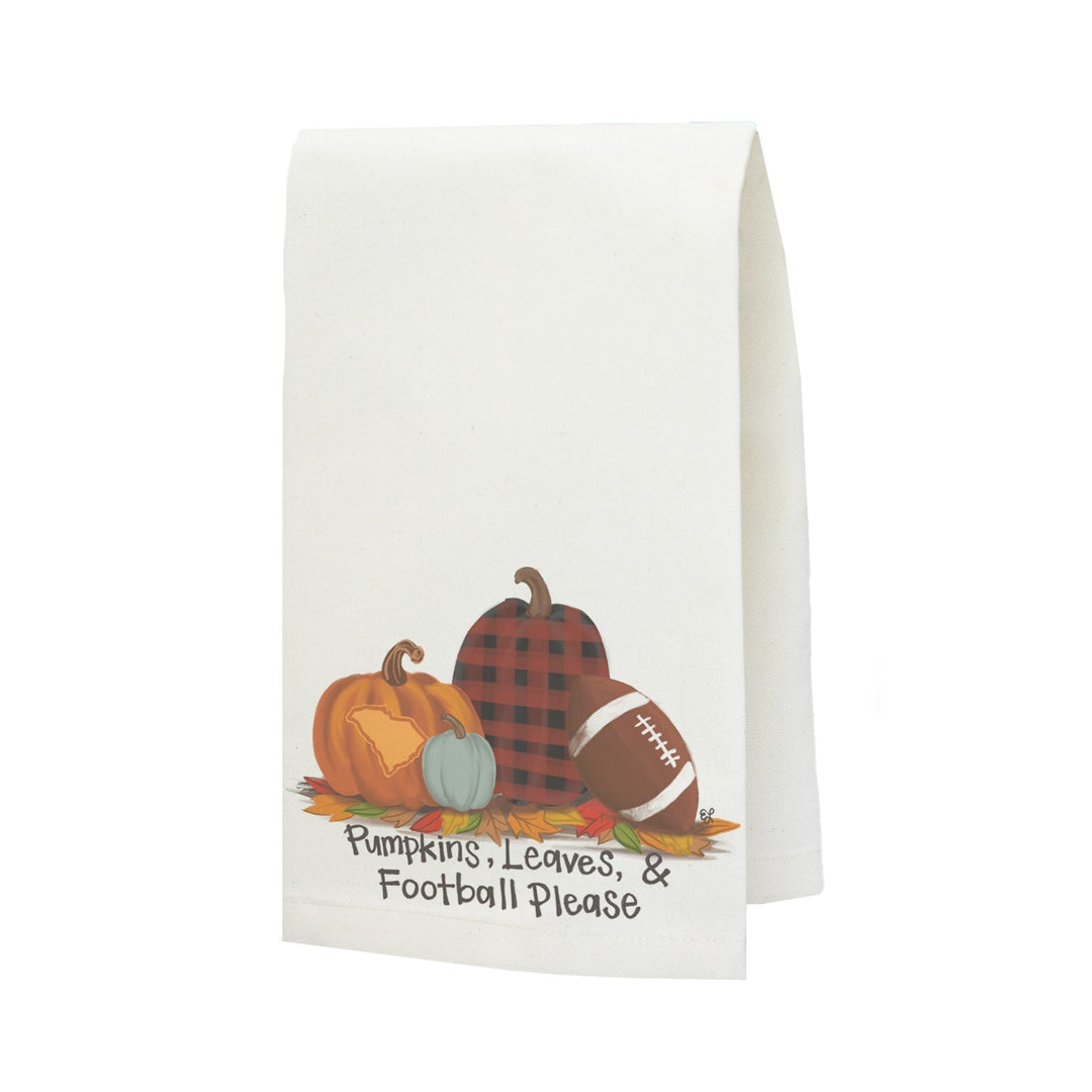 Gameday Fall "Columbia Pumpkins Leaves And Football Please" Tea Towel