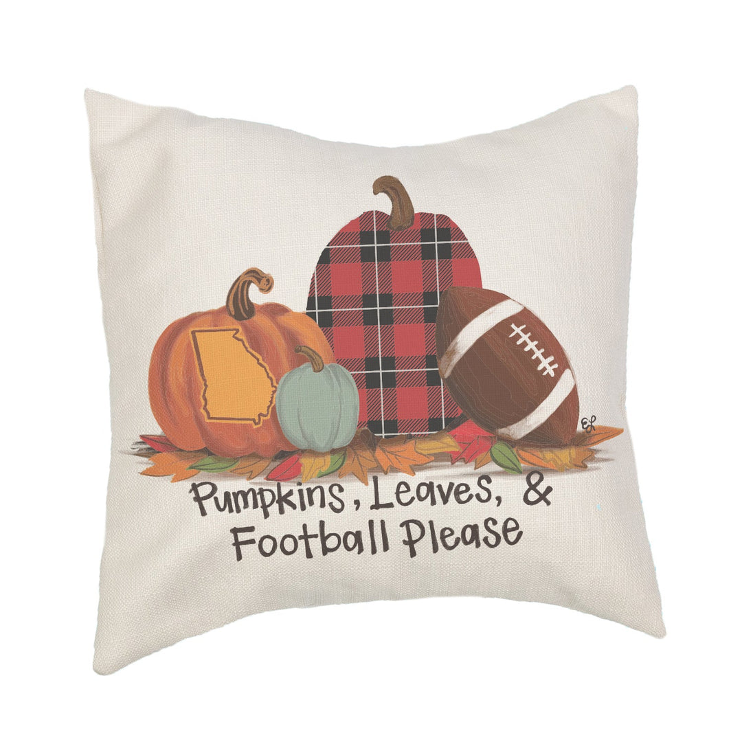 Gameday Fall "Athens Pumpkins Leaves And Football Please" Pillow