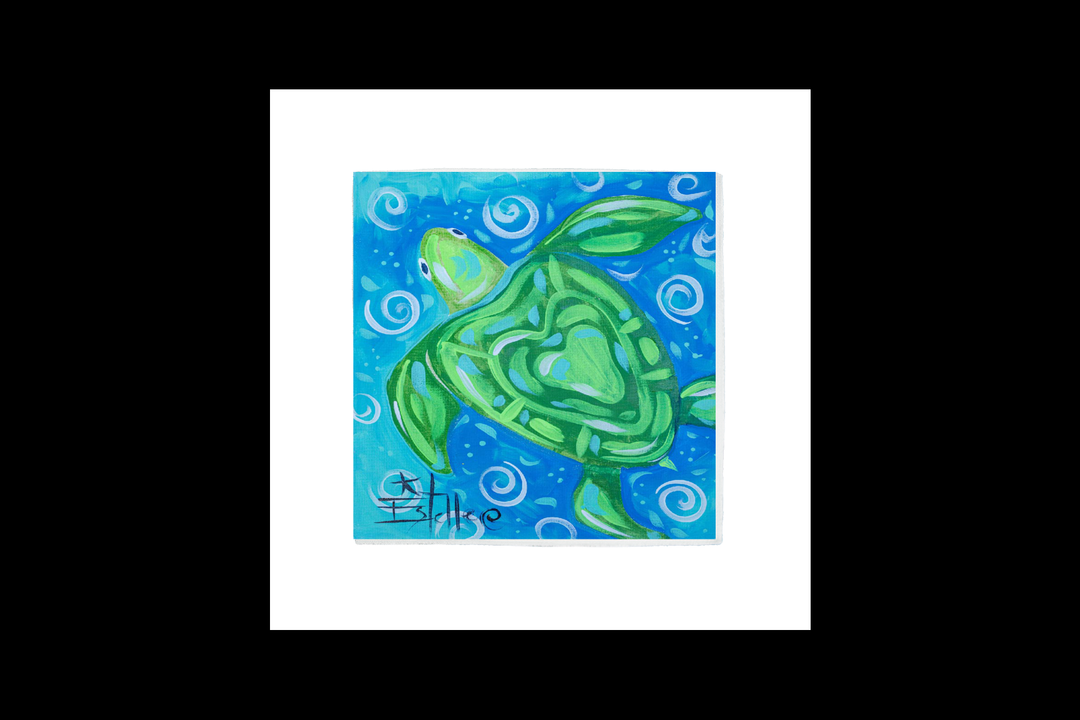 "Blue and Green Watercolor Turtle" on Square Swap