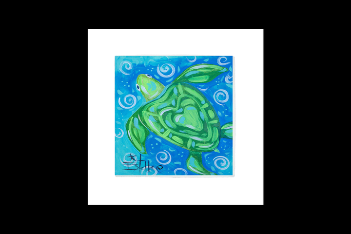 "Blue and Green Watercolor Turtle" on Square Swap