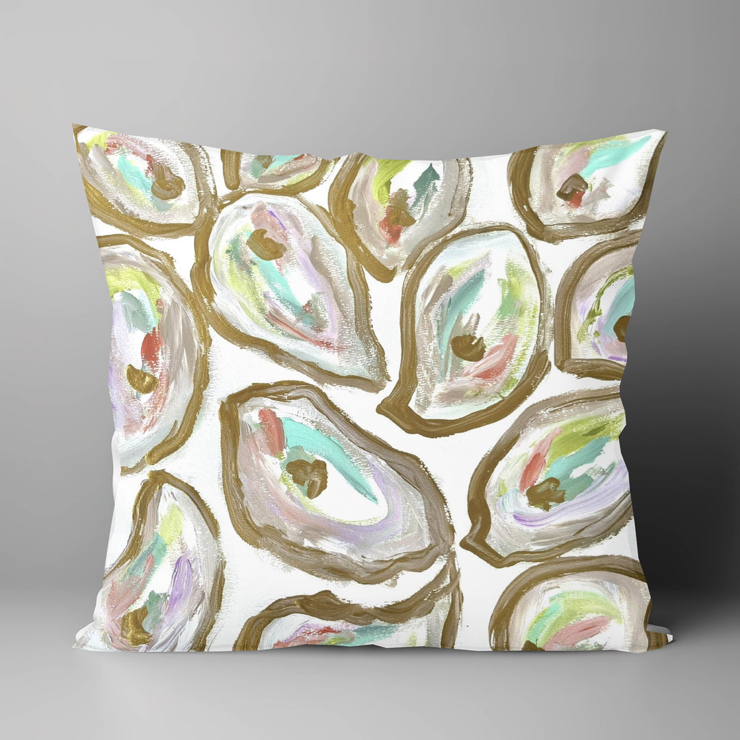 "Watercolor Oysters" on 18"x18" Pillow